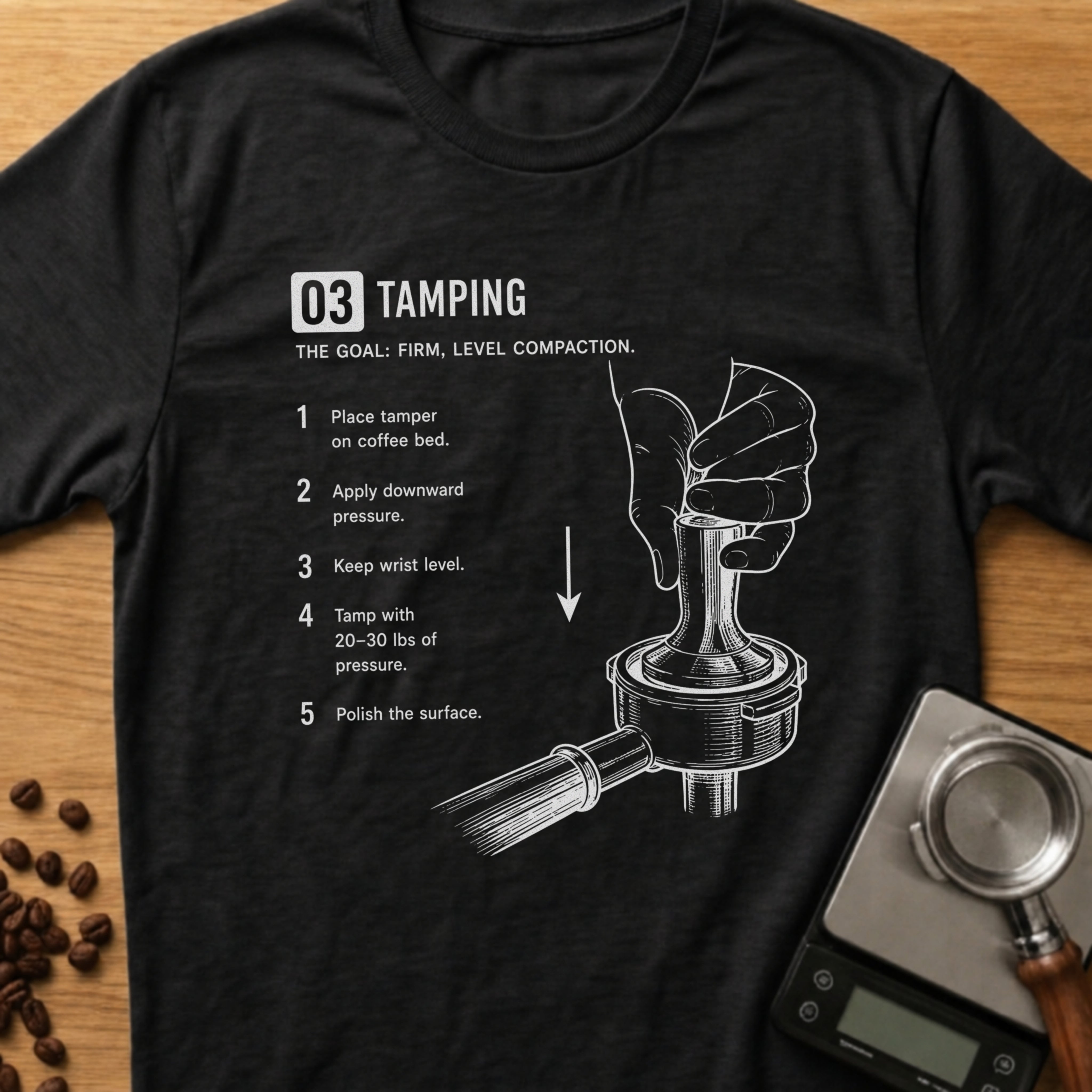 Step 03 - Tamping T-Shirt