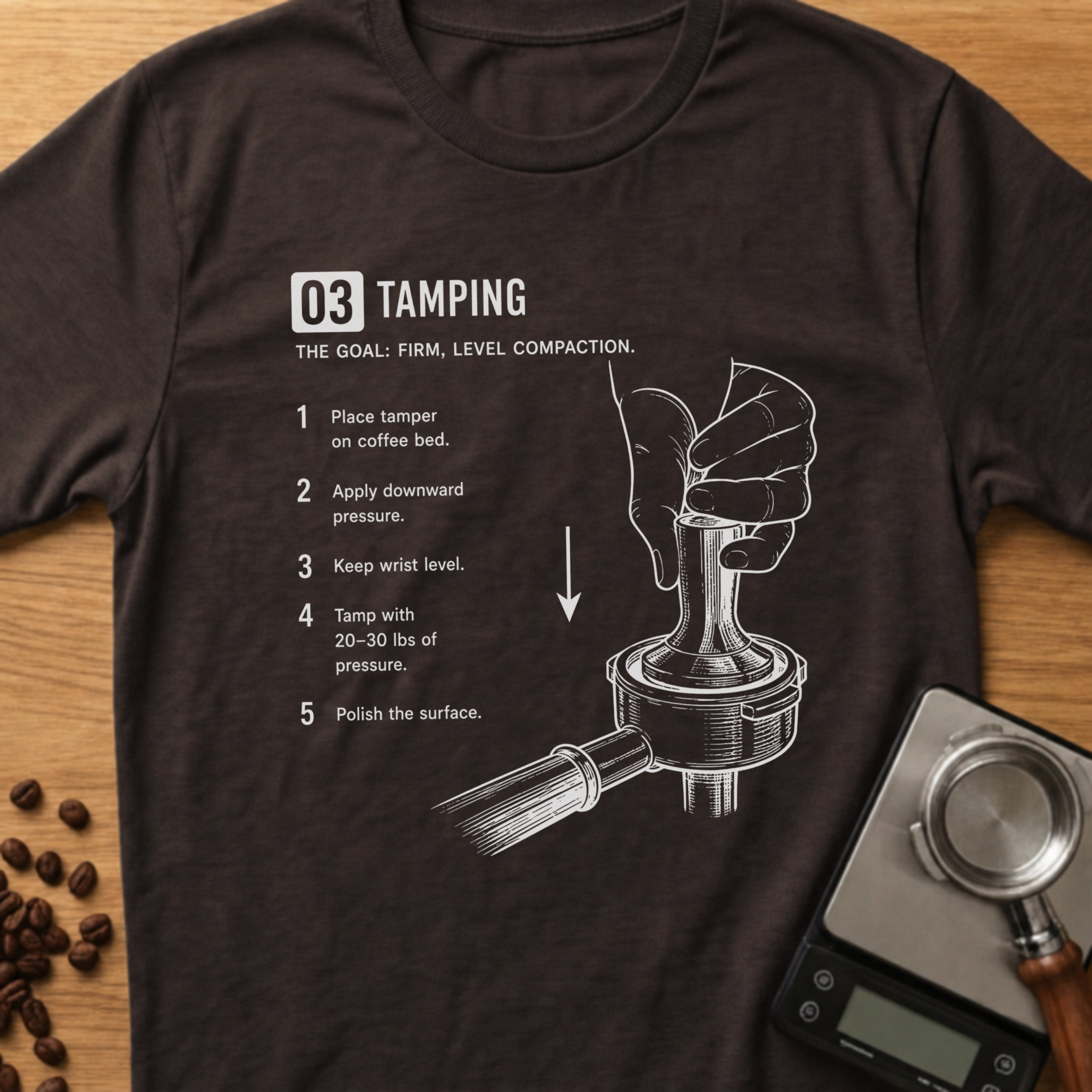 Step 03 - Tamping T-Shirt