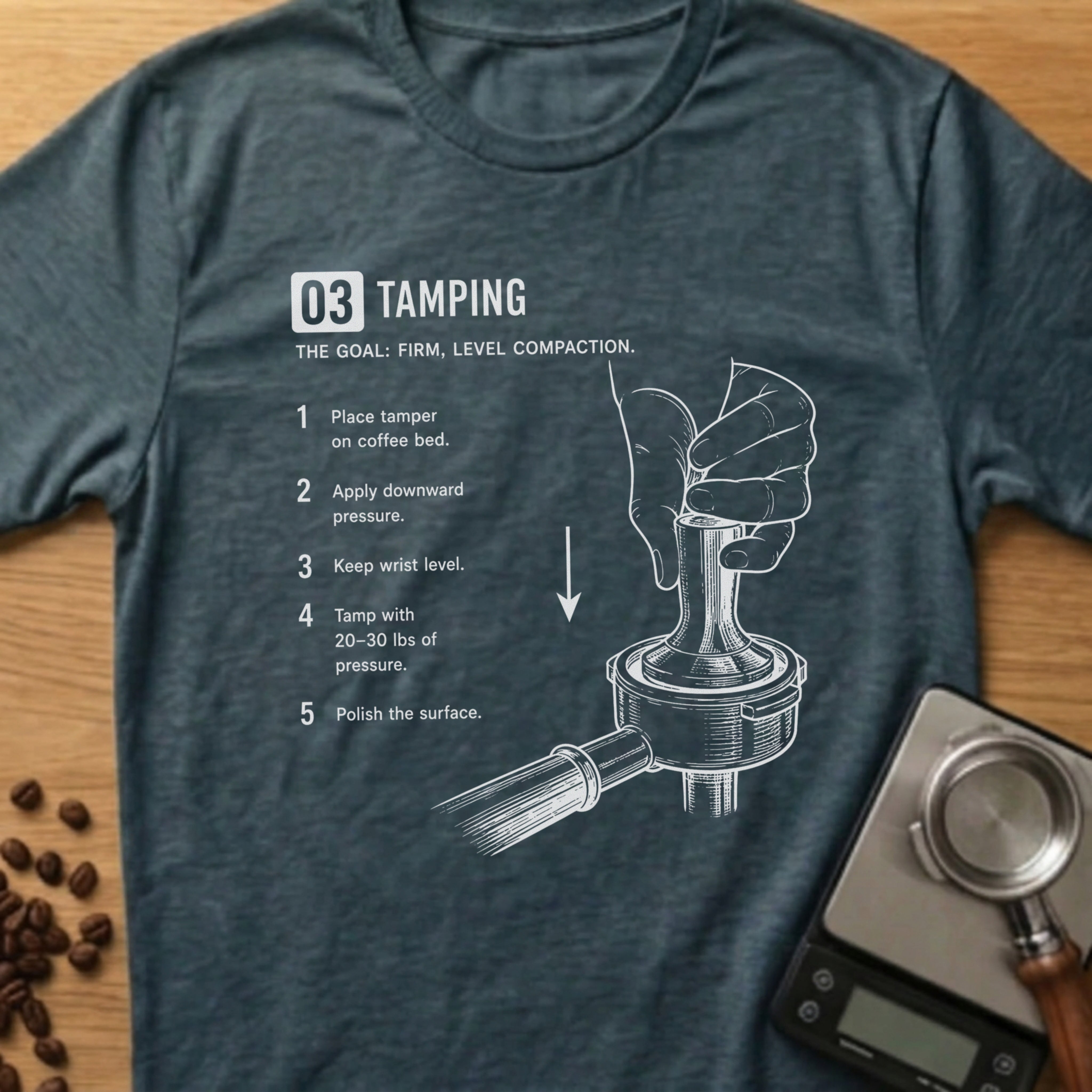 Step 03 - Tamping T-Shirt
