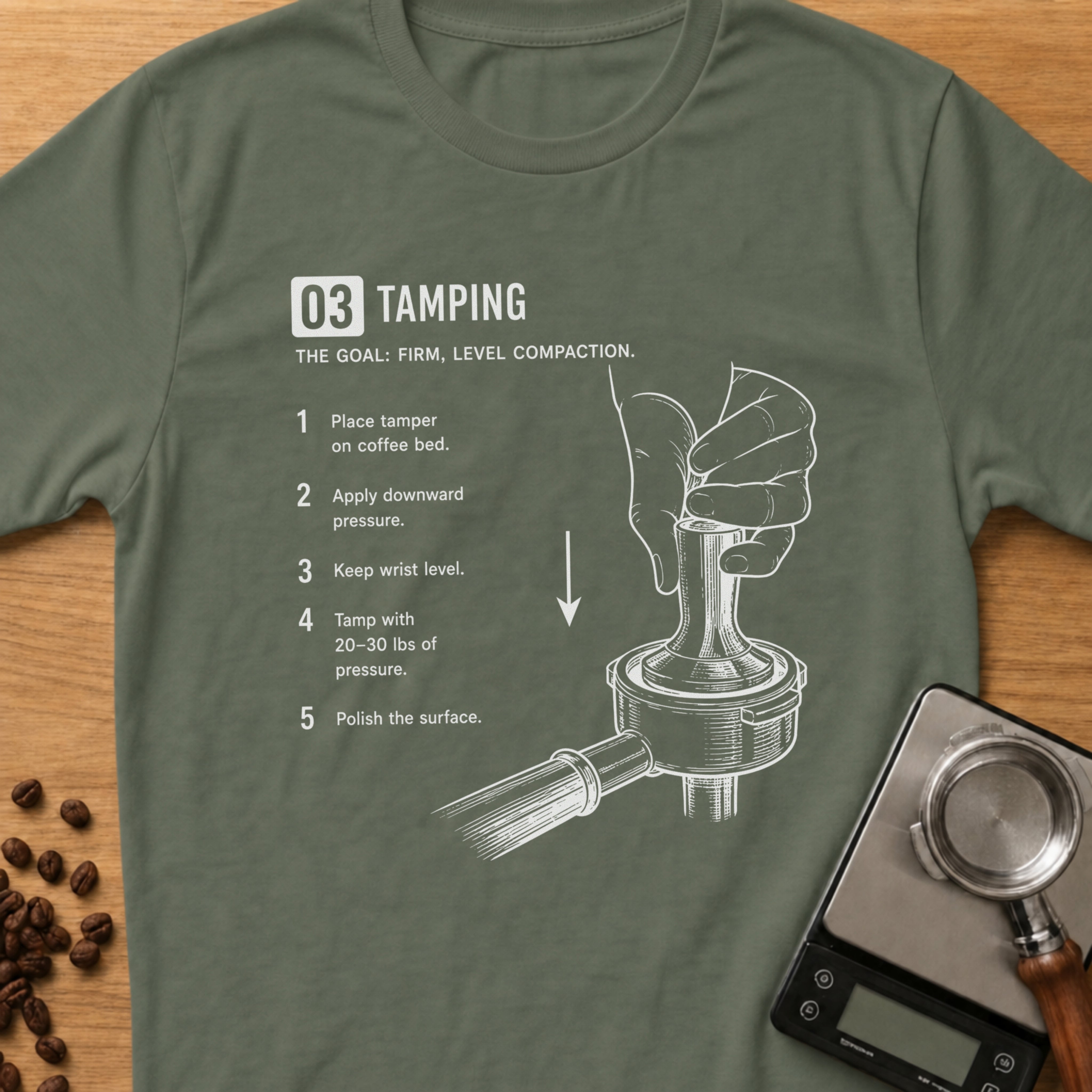 Step 03 - Tamping T-Shirt