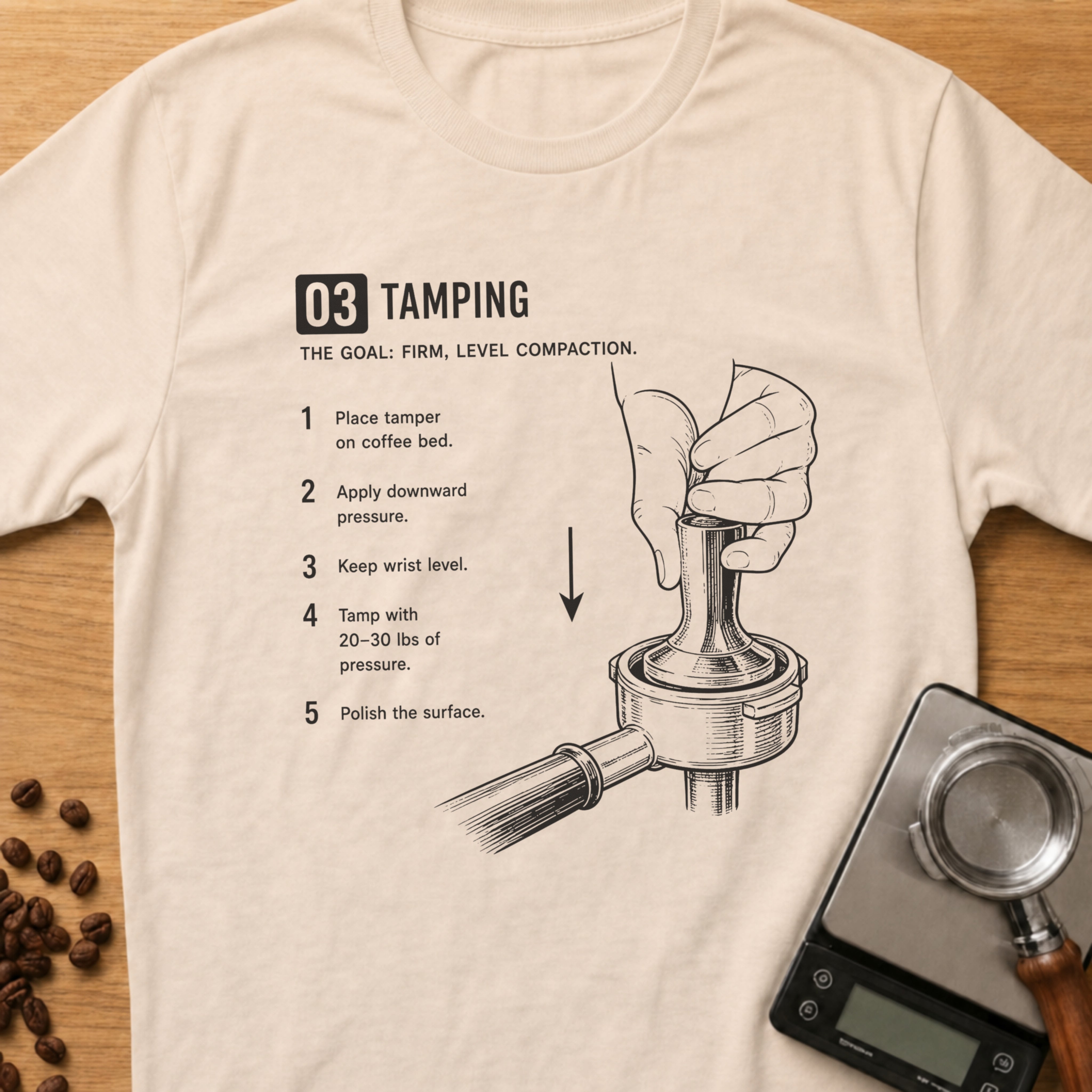 Step 03 - Tamping T-Shirt