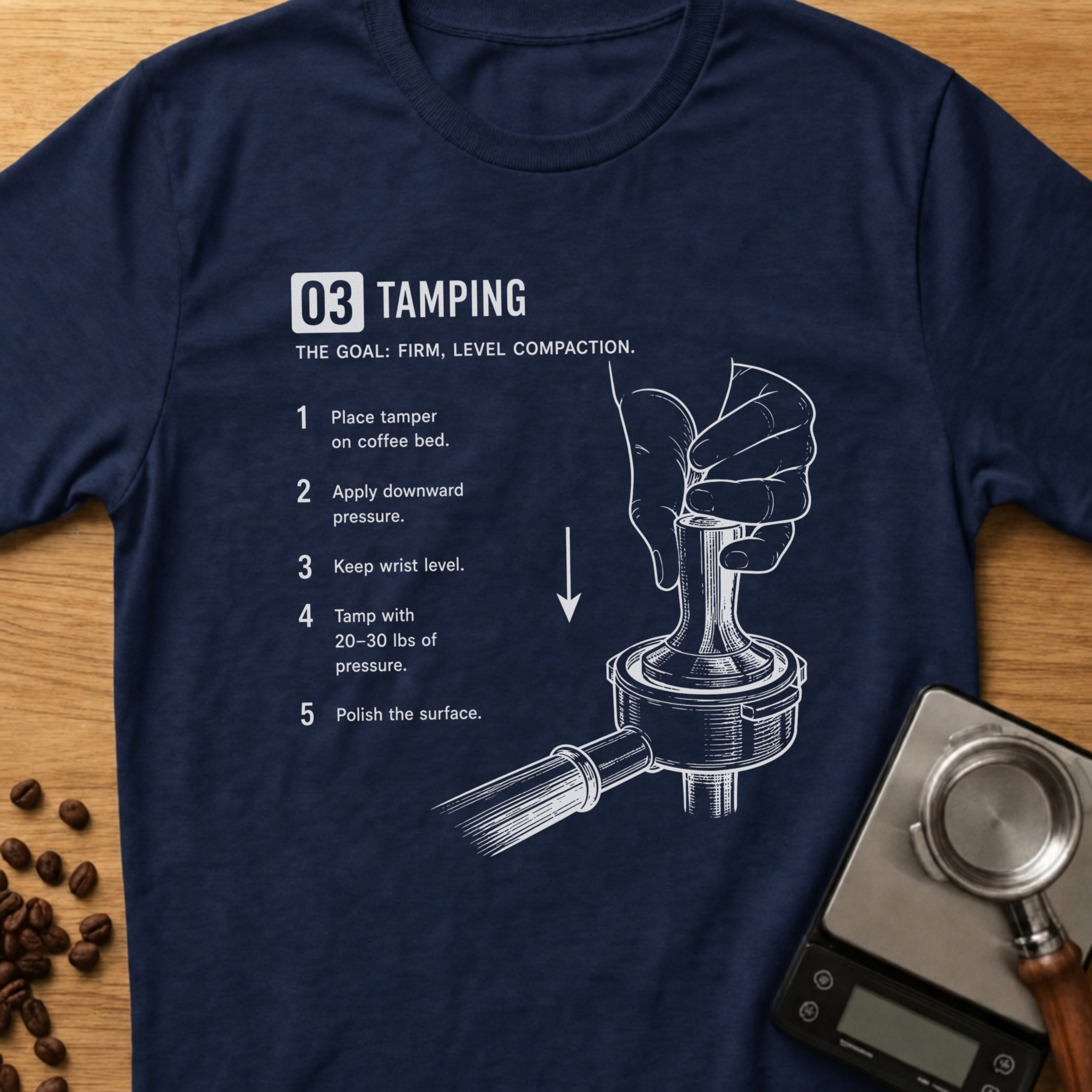 Step 03 - Tamping T-Shirt