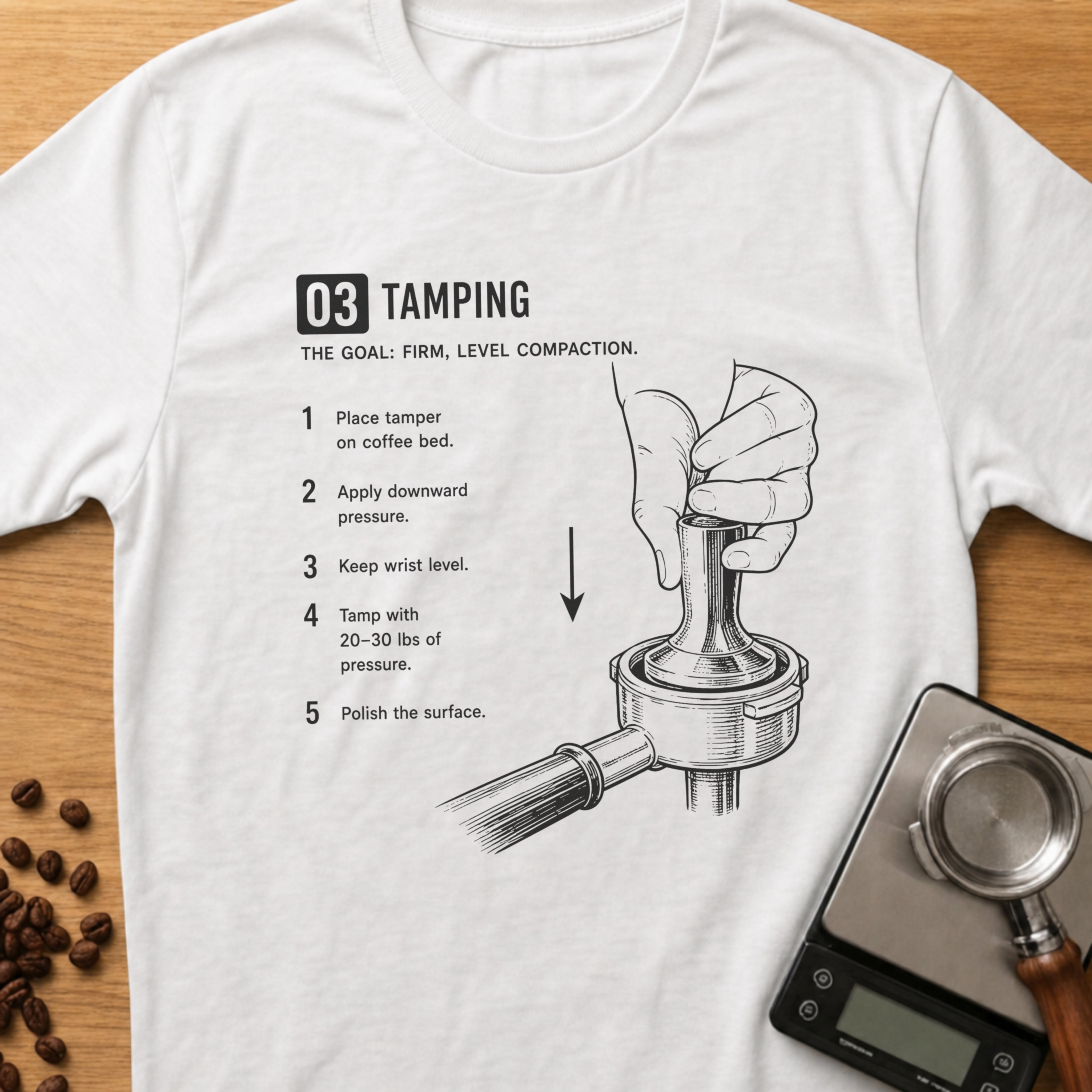 Step 03 - Tamping T-Shirt